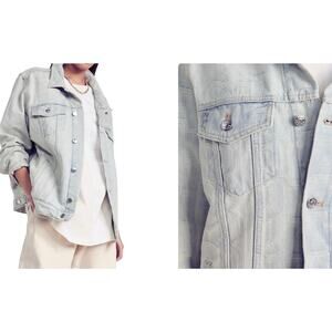 MARC JACOBS The Monogram Denim Jean Jacket Oversized Bomber Baggy - Sz Small